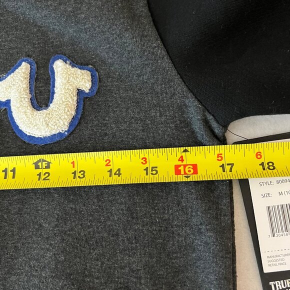 True Religion Boys Graphic Zip-Up Jacket M (10/12) Black & Gray Ribbed Trim NWT - Picture 10 of 11